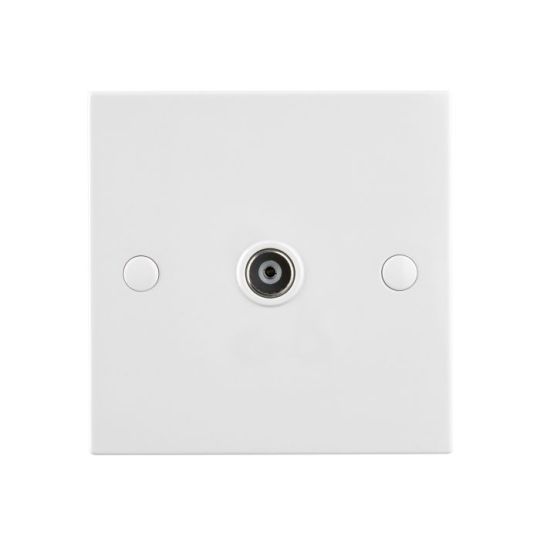 Saxby Square Edge Coax Tv Socket (Isolated) in White