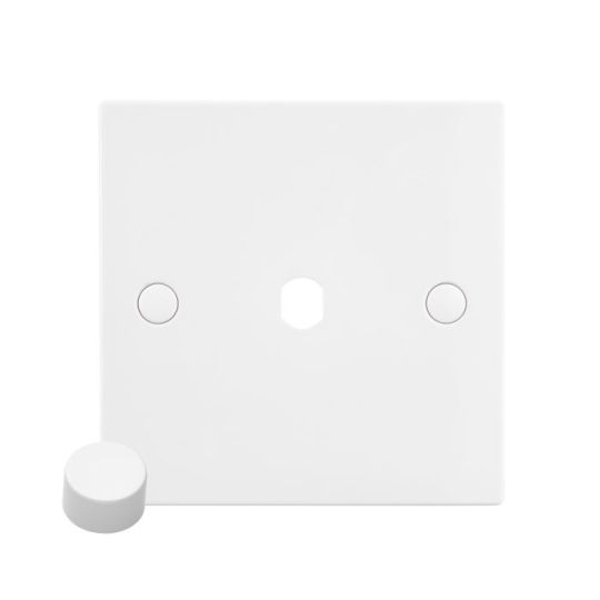 Saxby Square Edge 1G Dimmer Plate With Dimmer Cap in White
