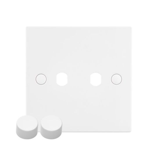 Saxby Square Edge 2G Dimmer Plate With Dimmer Caps in White