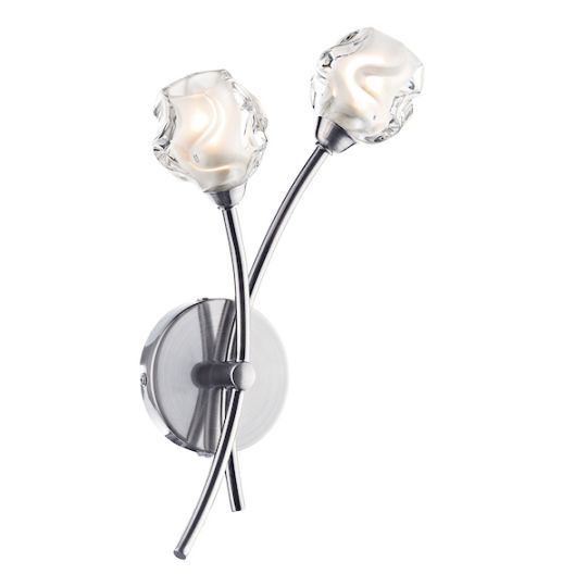 Dar Seattle 2 Light Wall Light Satin Chrome Glass