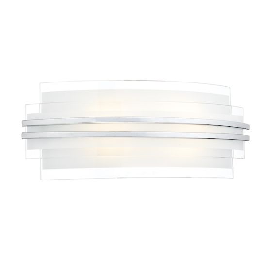 Dar Sector Large Wall Light Frosted Glass Polished Chrome LED