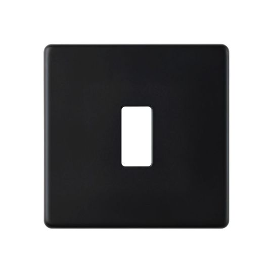 Saxby Screwless 1G Grid Front Plate - Matt Black in Matt Black