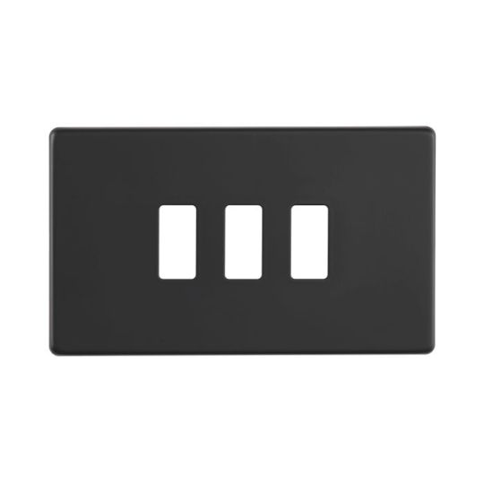 Saxby Screwless 3G Grid Front Plate - Matt Black in Matt Black