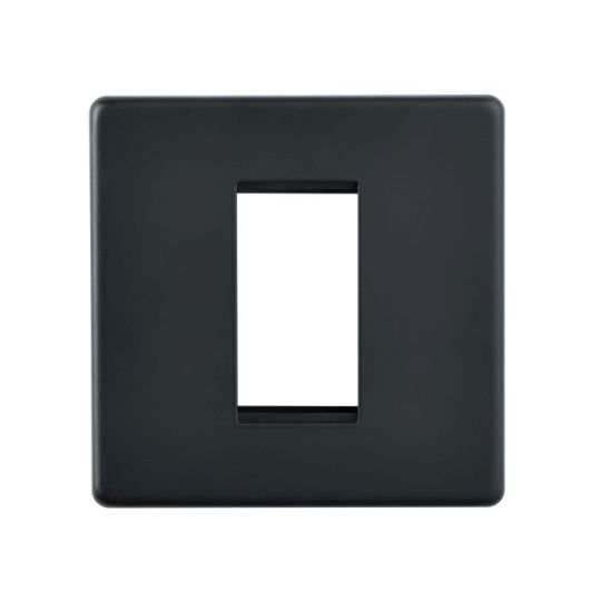 Saxby Screwless 1G Modular Faceplate (1 Module) - Matt Black in Matt Black