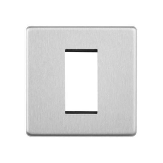 Saxby Screwless 1G Modular Faceplate (1 Module) - Brushed Steel in Brushed Steel