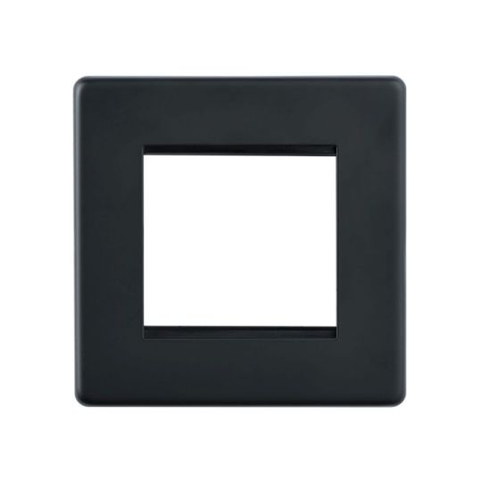 Saxby Screwless 2G Modular Faceplate (2 Modules) - Matt Black in Matt Black