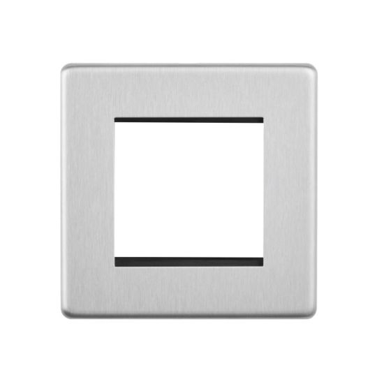 Saxby Screwless 2G Modular Faceplate (2 Modules) - Brushed Steel in Brushed Steel