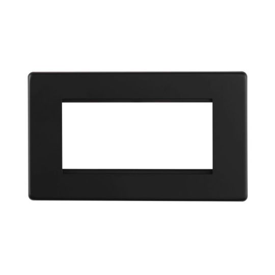 Saxby Screwless 4G Modular Faceplate (4 Modules) - Matt Black in Matt Black
