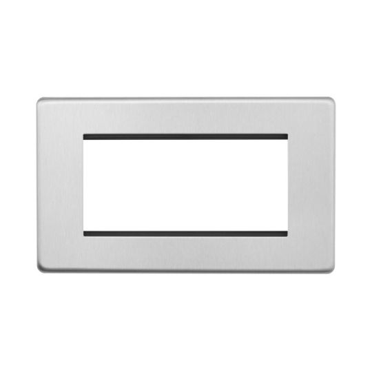 Saxby Screwless 4G Modular Faceplate (4 Modules) - Brushed Steel in Brushed Steel