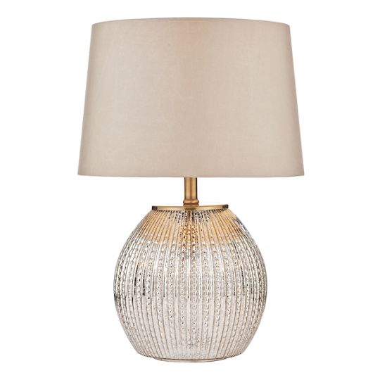Dar Sonia Dual Light Table Lamp Antique Brass & Silver Glass With Shade
