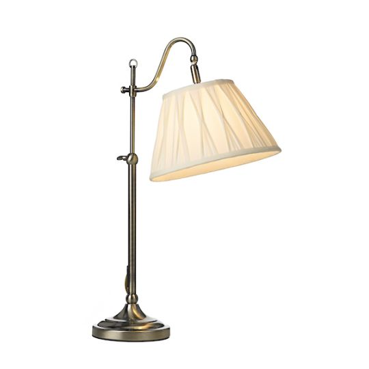 Dar Suffolk Rise & Fall Table Lamp Antique Brass With Shade
