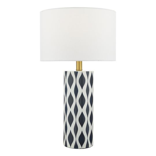 Dar Weylin Table Lamp Blue And White Ceramic With Shade