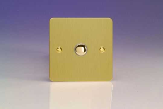 Varilight Brushed Brass 1-Gang 6A 1- or 2-Way Push On/Off Impulse Switch
