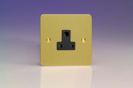 Varilight Brushed Brass 1-Gang 5A Round Pin Socket 
