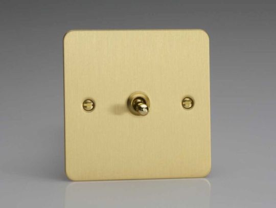 Varilight Brushed Brass 1-Gang 10A 1- or 2-Way Toggle Switch