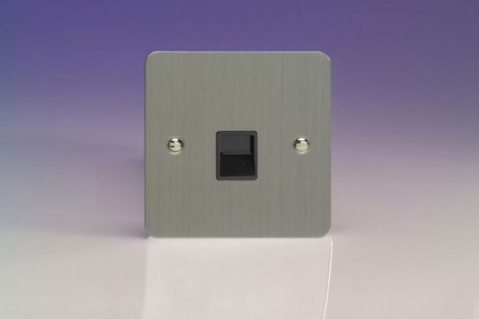 VARILIGHT Lighting - 1 GANG (SINGLE), TELEPHONE MASTER SOCKET ULTRA FLAT BRUSHED STEEL (AKA MATT CHROME) - XFSTMB