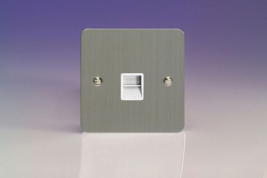 Varilight Brushed Steel 1-Gang Telephone Master Socket