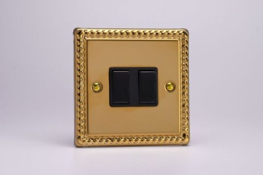 VARILIGHT Lighting - 2 GANG (DOUBLE), (3 WAY) INTERMEDIATE SWITCH GEORGIAN POLISHED BRASS - XG77B
