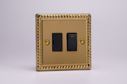 Varilight Georgian Brass 13A Switched Fused Spur + Neon 