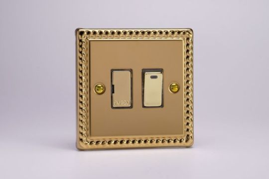 Varilight Georgian Brass 13A Switched Fused Spur + Neon