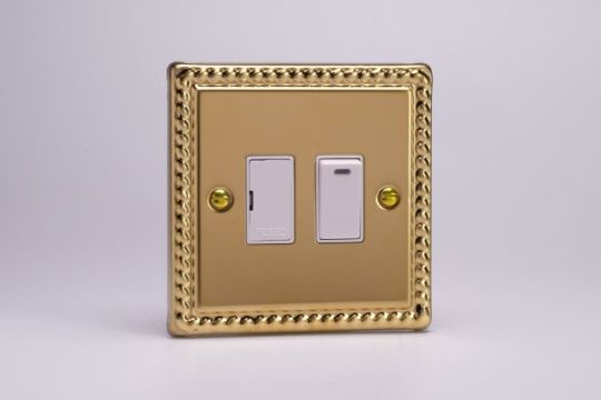 Varilight Georgian Brass 13A Switched Fused Spur + Neon 