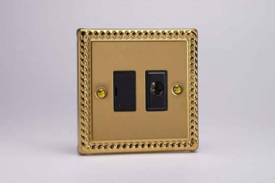 Varilight Georgian Brass 13A Unswitched Fused Spur + Flex Outlet