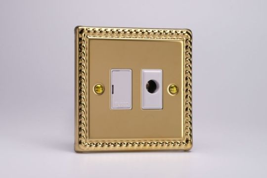 Varilight Georgian Brass 13A Unswitched Fused Spur + Flex Outlet