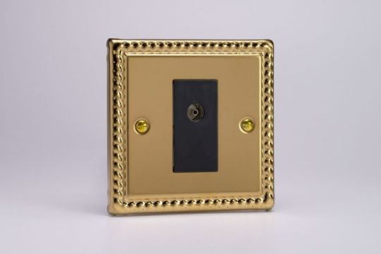 Varilight Georgian Brass 1-Gang TV Socket, Isolated Co-axial