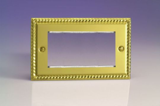 Varilight Georgian Brass DataGrid Twin Plate (4 Grid Spaces)