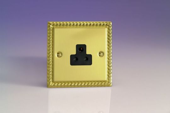 Varilight Georgian Brass 1-Gang 2A Round Pin Socket