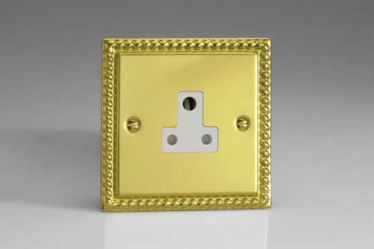 Varilight Georgian Brass 1-Gang 5A Round Pin Socket 