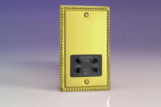 Varilight Georgian Brass Dual Voltage Shaver Socket 230V/115V