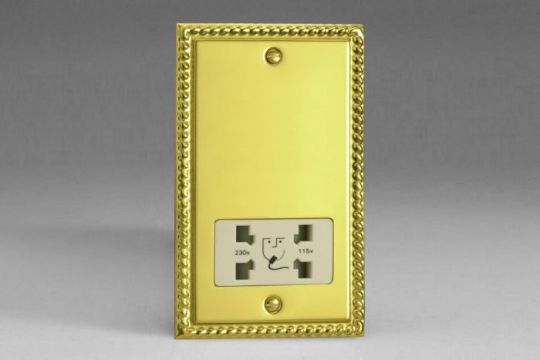 Varilight Georgian Brass Dual Voltage Shaver Socket 230V/115V