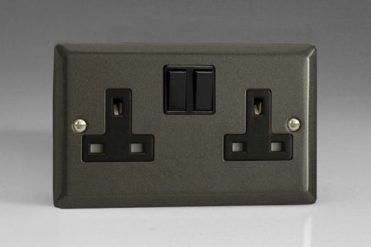 Varilight Graphite 21 2-Gang 13A Double Pole Switched Socket