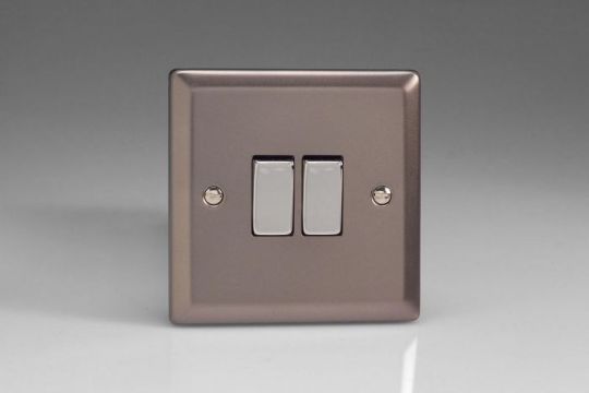 VARILIGHT Lighting - 2 GANG (DOUBLE), 1 OR 2 WAY 10 AMP SWITCH PEWTER - XR2D