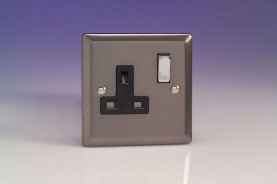 Varilight Pewter 1-Gang 13A Double Pole Switched Socket