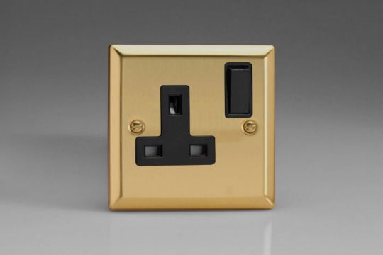 Varilight Victorian Brass 1-Gang 13A Double Pole Switched Socket 