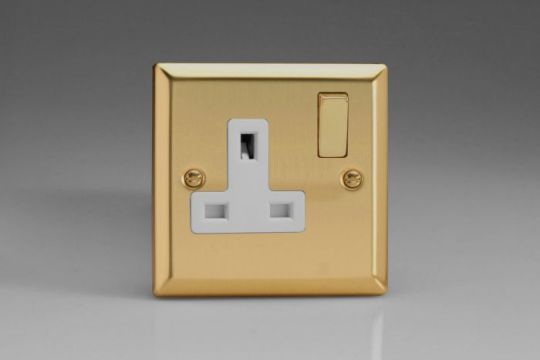 Varilight Victorian Brass 1-Gang 13A Double Pole Switched Socket