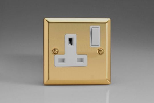 Varilight Victorian Brass 1-Gang 13A Double Pole Switched Socket 
