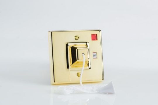 Varilight Brass Effect 45A Pull Switch with Neon Brass Effect