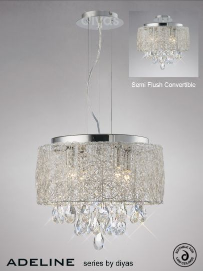 Diyas Lighting IL31160 - Adeline Pendant 4 Light Polished Chrome/Crystal