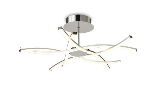 Mantra Aire Semi Flush 42W LED 3000K 3700lm Silver/Frosted Acrylic/Polished Chrome 3yrs Warranty