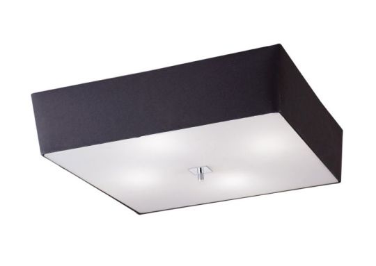 Mantra Akira Square Flush Ceiling 4 Light E27 Polished Chrome / Frosted Glass With Black Shade