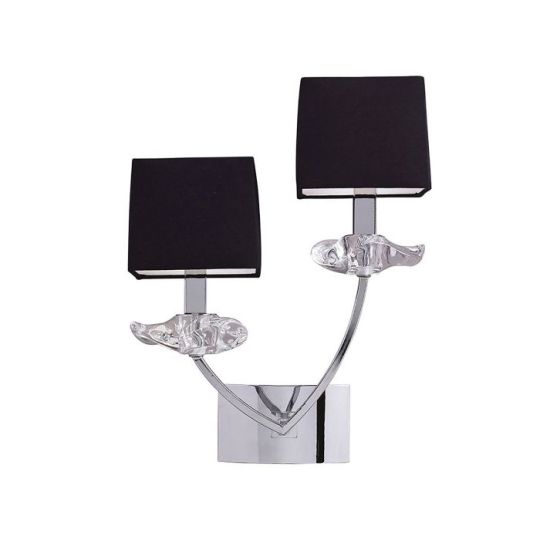 Mantra Akira Wall Lamp Switched 2 Light E14 Polished Chrome With Black Shades