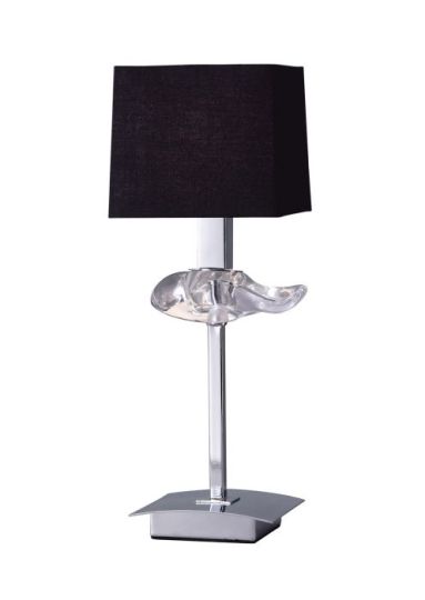 Mantra Akira Table Lamp 1 Light E14 Polished Chrome With Black Shade