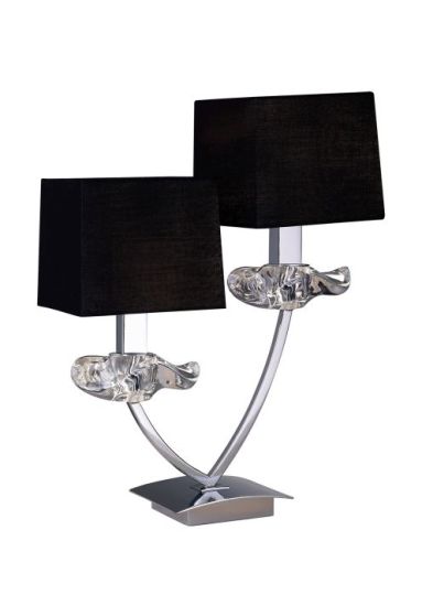 Mantra Akira Table Lamp 2 Light E14 Polished Chrome With Black Shades