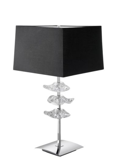 Mantra Akira Table Lamp 2 Light E27 Polished Chrome With Black Shade