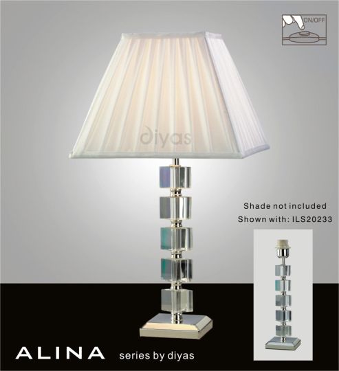 Diyas IL11021 Alina Crystal Table Lamp Without Shade 1 Light Silver Finish
