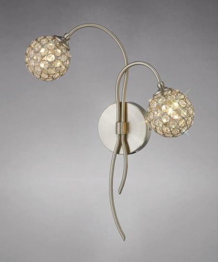 Diyas IL20680 Apollo Wall Lamp 2 Light Satin Nickel/Crystal