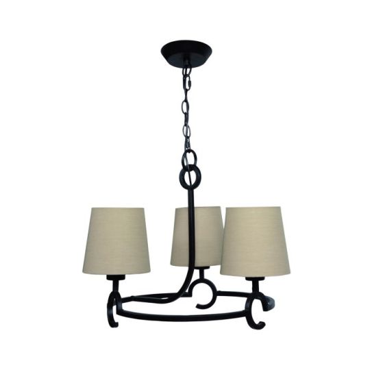 Mantra Argi Pendant 3 Light E27 With Taupe Shades Brown Oxide